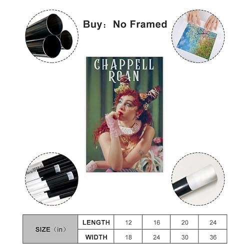SMART COLOR Chappell Roan (3) Canvas Wall Art Poster Decor Gift | for Living Room, Bedroom, Dorm Decor Home Office Decoration Unframe-style 16"L x 24"W thumbnail 2