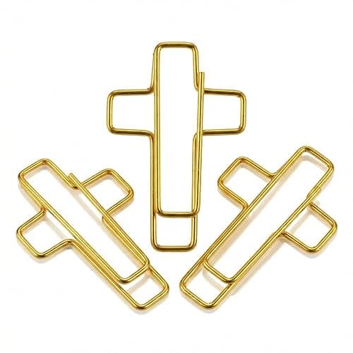 70 Pack Gold Cross Paper Clips, Decorative Paper Clips and Bookmarks for Bible Study, Journaling, Church Office and Home Use - Image 1