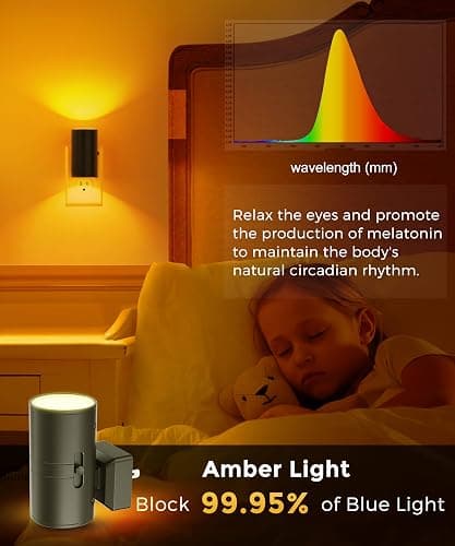L LOHAS LED Night Light, Amber Nightlight, Dimmable Night Light, Light Sensor, Yellow Nightlight, 0-100LM, Sleep Light for Kids, Soft & Warm Light for Bedroom, Bathroom, 2 Pack | Sleep Light for Kids, Soft & Warm Light, Dimmable Night Light, Light Sensor, for Bedroom, for Bathroom, 0-100LM thumbnail 2