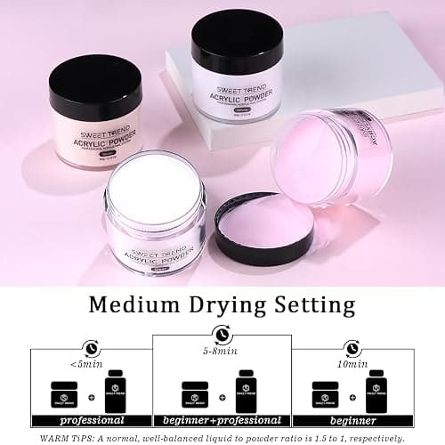 Acrylic Nail Kit with Drill: 20g Clear White Pink Acrylic Powder and Liquid Beginners Set - Professional Brushes Nail Tips Nail Supplies - Full Tools Extensions Starter for Women Home & Salon thumbnail 8