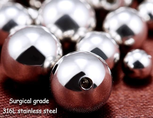 Prjndjw 25Pcs 14G 16G Replacement Balls internal thread & Externally Threaded Surgical Steel Balls Industrial Barbell Tongue Nipple Belly Button Eyebrow Rook Piercing Rings Parts 3MM-8MM thumbnail 3