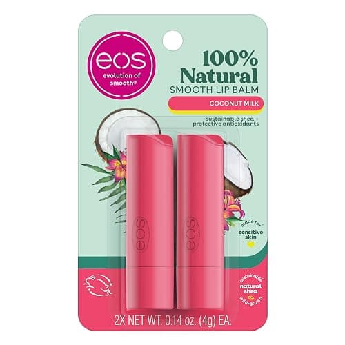 eos 100% Natural Lip Balm- Coconut Milk, eos lip balm, All-Day Moisture, Lip Care, Shea Butter, Moisturizing, Sensitive Skin,0.14 oz, 2 Pack - Image 1