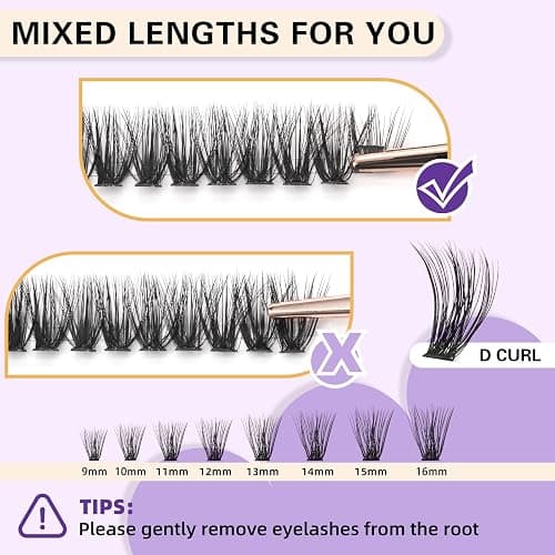 Lash Clusters Individual Lashes Lash 280 PCS Eyelash Clusters False Eyelash 45D Lash Extension Fluffy Natural Cluster Eyelash Extensions DIY Eyelash Extensions at Home (45D-0.07C,9-16MIX) thumbnail 4