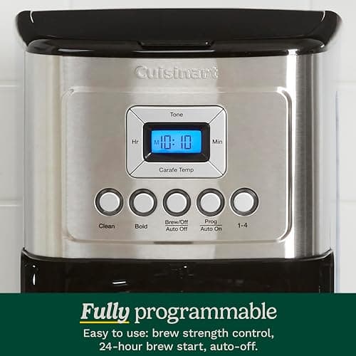 Cuisinart 14-Cup Coffee Maker, Programmable PerfecTemp Glass Carafe Coffee Machine with 1-4 Cup Setting, Brew Strength Control and Brew Pause, Stainless Steel, DCC-3200NAS thumbnail 4