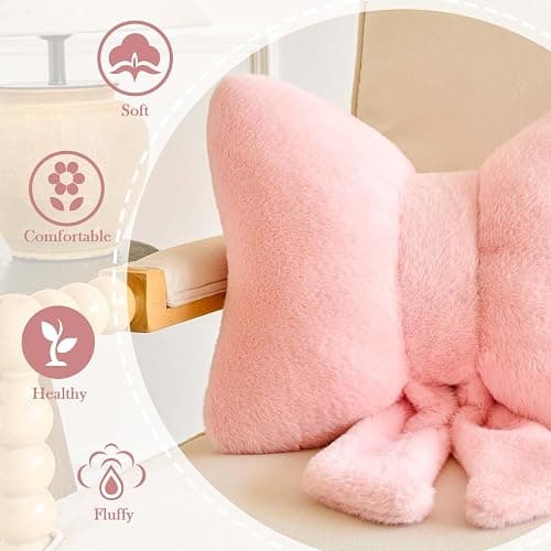 Lfsaaj Bowknot Pillow Pink Cute Bow Decorative Throw Pillows 12" Aesthetic Home Decor Bow Cushions Butterfly Knot Plush Pillow for Bedroom Couch thumbnail 3