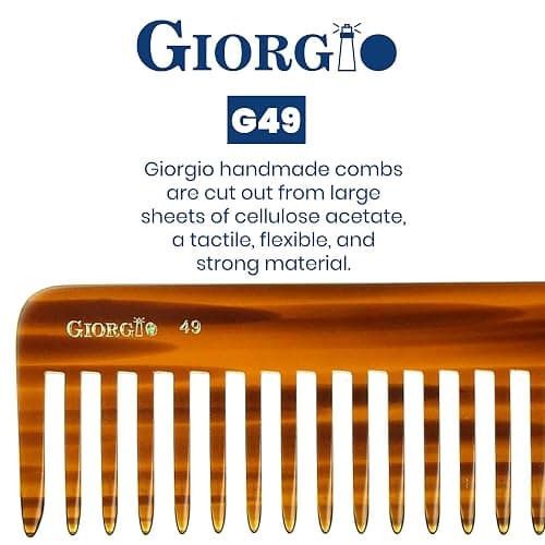 Giorgio G49 Large 5.75 Inch Detangling Comb, Wide Teeth for Thick Curly Wavy Hair. Long Hair Detangler Comb For Wet and Dry. Handmade of Quality Cellulose, Saw-Cut, Hand Polished, Tortoise Shell thumbnail 5