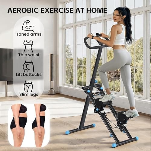 Mdeam Stair Stepper for Home, Vertical Stepper with Extended Step Area, Folding Stair Climber with Grab Bar for Full Body Workout, Fitness Equipment for Home Office (Black) thumbnail 2