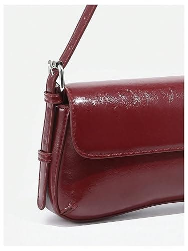 Verdusa Women's Y2K Trendy Purse Hobo Bags Faux Oiled Leather Tote Handbag Flap Underarm Shoulder Bag thumbnail 5