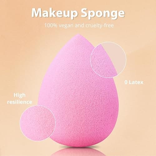 BEAKEY Makeup Brushes Sets, Brush Sets with Makeup Sponges (10+2pcs, with Black Case) thumbnail 6