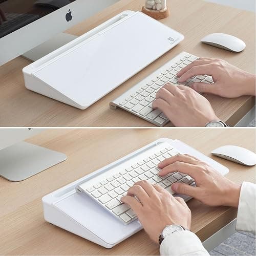 TSJ OFFICE Small Desktop Whiteboard -Glass Dry Erase Board Computer Keyboard Stand White Board Surface Pad with Drawer, Desk Organizers with Accessories for Office, Home, School Supplies thumbnail 7