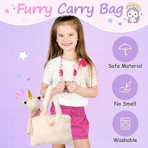 Toylink Ballerina Unicorn Doll Stuffed Animal Toys for Girls - Plush Bag | 3 Set Cloth Accessories | Ballet Shoes, Kids Pretend Play Doll Pet Care, Christmas Birthday Gift for 3 4 5 6 Year Old Girls thumbnail 4