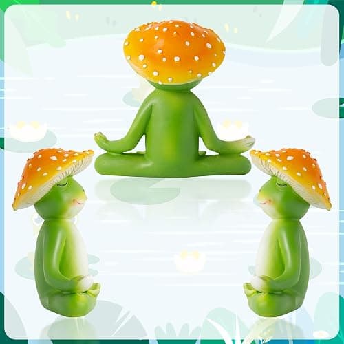 CYjorkbgg Meditation Frog Resin Statue - Yoga Meditation Frog Statue for Desk Living Room Resin Figurine for Home Patio Office Decoration Cute Plant Statues for Tabletop Garden Office Backyard Decor thumbnail 4