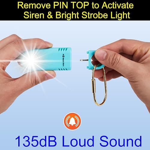 135dB Rechargeable Personal Safety Alarm Built-in Ultra-Bright Torchlight. Non Slip Grip Keychain Emergency SOS Siren for Women, Students, Night Runner. Loud Sound Hiking Bear Alerts with Hook. Aqua thumbnail 7