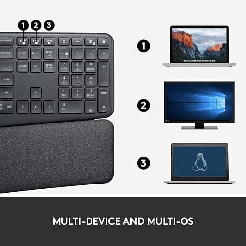 Logitech ERGO K860 Wireless Ergonomic Keyboard - Split Keyboard, Wrist Rest, Natural Typing, Stain-Resistant Fabric, Bluetooth and USB Connectivity, Compatible with Windows/Mac, Black thumbnail 9