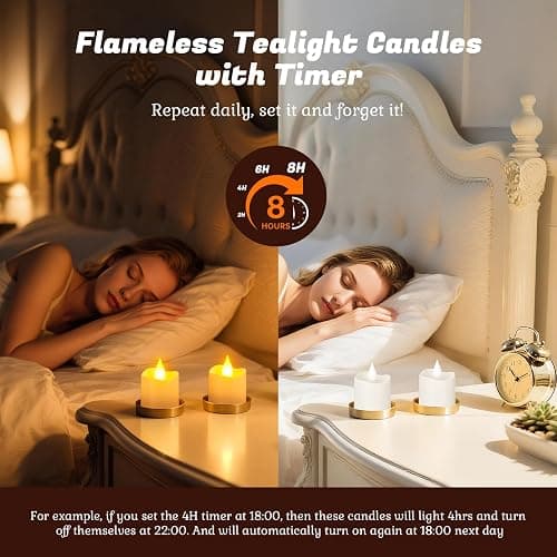PChero Rechargeable Flameless Candles with Remote Timer & Charging Base | 12 Pack Votive Candles Battery Operated Tea Lights Flickering, LED Tealights for Home Wedding Halloween Fall Christmas Decor thumbnail 4