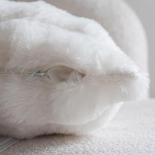Neelvin Set of 2 Decorative Cushion Covers Thick Plush Wool White Throw Pillow Covers 45x45 cm,18x18 Inches Pillowcase Plush fluffy for Couch Livingroom Sofa Bedroom thumbnail 5