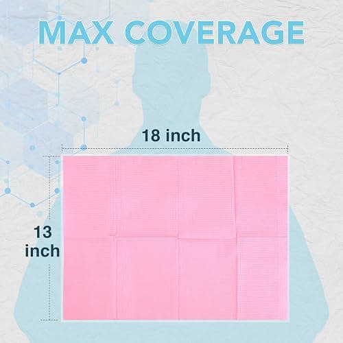 320 Pack Disposable Dental Bibs 13"x18", 3-Ply Waterproof Tattoo Bibs Sheet for Nail Salon, Dental Clinic, Feeding, Tattoo Shop (Pink) thumbnail 2
