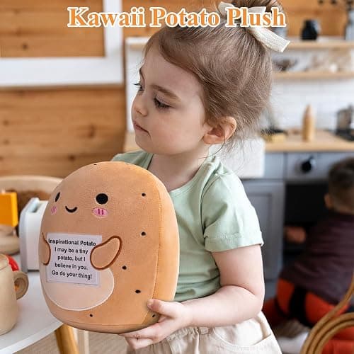 Finebee Potato Plush, Cute Potato Stuffed Animal, Positive Doll Funny Reduce Pressure Toy Cheer Up Gifts for Girls Boys Party Decor 10" thumbnail 7