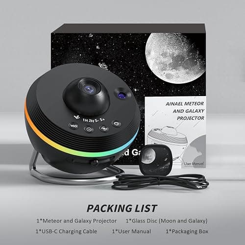 Ainael Galaxy Projector, Star Projector Home Planetarium Space Ceiling Starry Sky Night Light with Light Strip, Meteor and Galaxy Projector for Kid Adult Bedroom Christmas Gift (Black) thumbnail 6