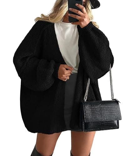 PRETTYGARDEN Womens Oversized Cardigan Sweaters 2025 Fall Long Lantern Sleeve Knit Open Front Lightweight Sweater - Image 1