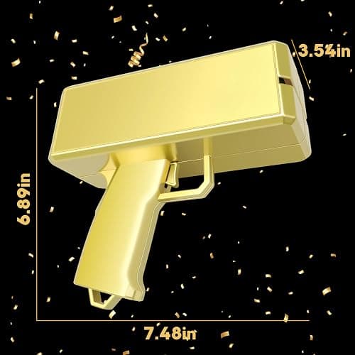 Alagoo Super Money Guns Paper Playing Spary Money Gun Make it Rain Toy Gun, Handheld Cash Gun Fake Bill Dispenser Money Shooter Toy(Metallic Gold) thumbnail 2