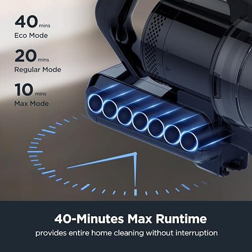 Eureka RapidClean Pro NEC280TL Cordless Stick Vacuum Cleaner – Lightweight 5.3 lbs, 40-Min Runtime, LED Headlights, 3 Power Modes, Ideal for Pet Hair, Hard Floors & Carpets thumbnail 4