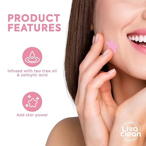 LivaClean Star Blemish Patches (240CT) - Salicylic Acid & Tea Tree Oil, Clear & Pink Pimple Patch Cute, Acne Star, Cute Pimple Skincare, Patches for Face, Blemish Patch thumbnail 5