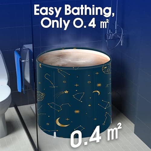 STARBRILLIANT Portable Bathtub for Adult, Collapsible Adult Bath Tub for Hot SPA and Ice Bath, 6-layer Insulated Portable Tub,Space-Saving (Starry Sky C, 27inch) thumbnail 6
