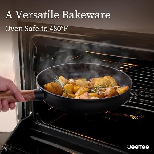 JEETEE Ceramic Cookware Set, 15 PCS Pots and Pans Set Non Stick with Removable Handles, Non Toxic Induction Kitchen Cookware Sets, Dishwasher/Oven Safe PFAS/PFOA Free Black thumbnail 4