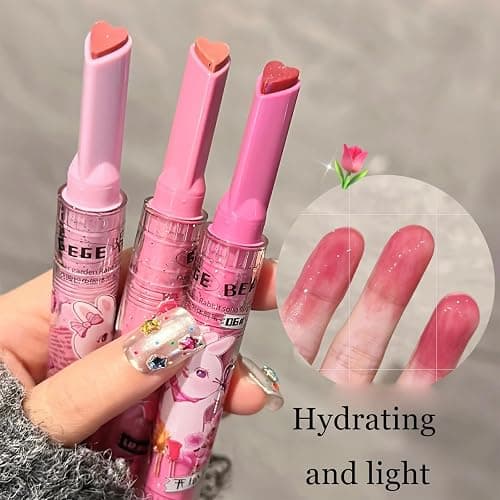 3Pcs Sweet Heart Jelly Lipstick Set, Long Lasting Moisturising Jelly Lip Gloss, Smooth Glossy Lip Balm, Love Lipstick Gift Set for Women and Girls (A) thumbnail 7