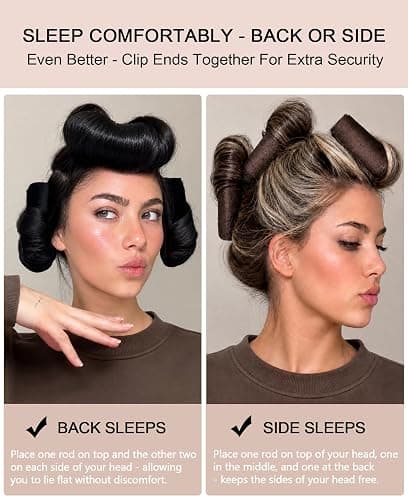 Classic Heatless Curls Overnight Rods - Upgraded Directional Grip Velvet Heatless Hair Curler to Sleep in No Heat Heatless Curling Flexi Rods Foam Hair Rollers for Blowout Look Medium & Long Hair thumbnail 10
