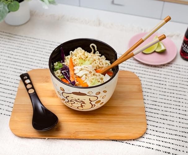 Sanrio Pompompurin 20-Ounce Ramen Bowl With Chopsticks and Spoon thumbnail 7