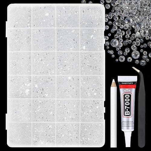 qiipii Transparent Clear Resin Rhinestones w B7000 Jewelry Glue for Bedazzling Crafting 2mm-6mm Flatback Jelly Stones Diamonds Gems Crystals Charms for Nails Face Eyes Makeup Tumblers Crafts Clothes - Image 1