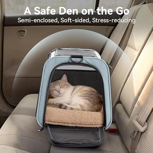 PETSFIT Soft-Sided Cat Carrier with Patented Safety Buckles, Lockable Zippers & Safety Tether,Escape-Resistant Travel Pet Carrier for Car Rides & Vet Visits, Airline Approved Under-Seat, Up to 12 lbs thumbnail 4