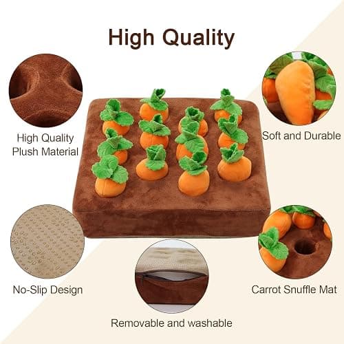 PUMEXFE Ferret Foraging Toys Novelty Carrot Snuffle Mat Interactive Pet Treat Enrichment Toys for Small Animals Bunny Rabbit Chinchilla Guinea Pig Hamster (12Carrot) thumbnail 3