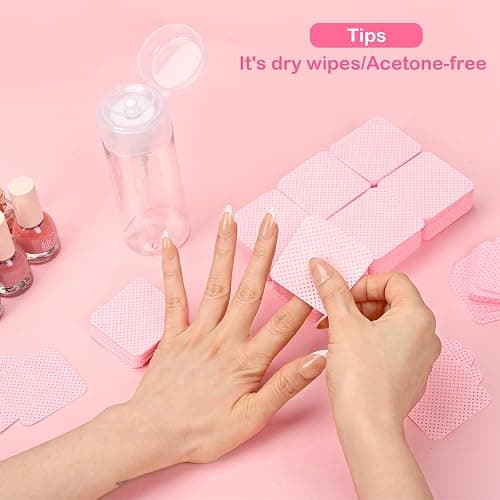 Seonggong Lint Free Nail Wipes, 1080PCS Acetone Nail Polish Remover Pads with Pump Dispenser, Soft Non-woven Gel Nail Polish Remover Wipes for Acrylic Nail Supplies, Pink thumbnail 7