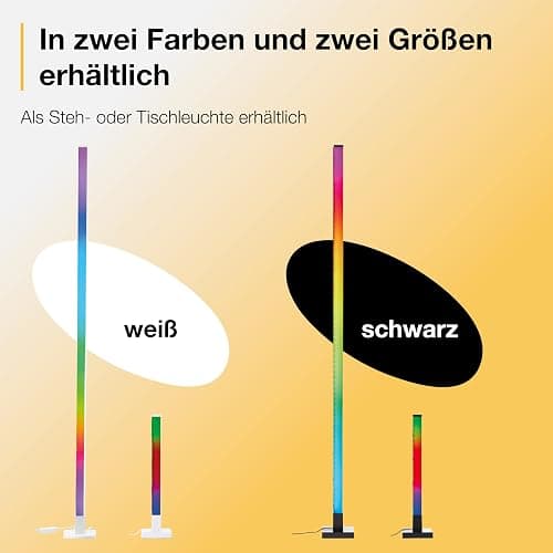 Brilliant RGB-LED Stehlampe | 150 cm Höhe | dimmbare Standleuchte mit Musiksensor & Fernbedienung & RGB-Frontlight | max. 125 lm | integiertes LED | aus Aluminium/Kunststoff in Weiß thumbnail 7