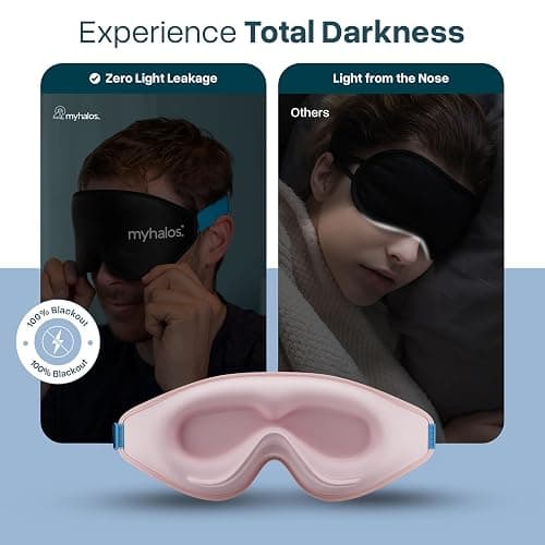 MyHalos® Sleep Mask – 3D Blackout Eye Mask for Women & Men, Side Sleepers, Zero Pressure Memory Foam Eyelash Friendly, Breathable,Award-Winning Sleep Aid for Travel (Peach Orange, 1 Count (Pack of 1)) thumbnail 4