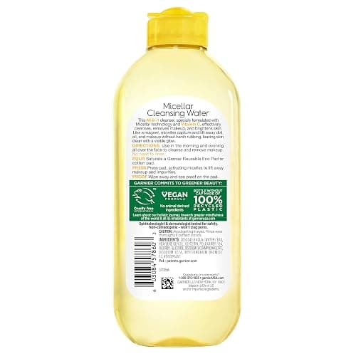 Garnier Micellar Water with Vitamin C, Facial Cleanser & Makeup Remover, Brightening & Hydrating, For All Skin Types, Vegan, Cruelty Free, 13.5 Fl Oz (400mL), 1 Count thumbnail 11