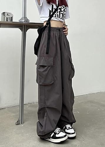 DINGJIUYAN Parachute Cargo Harem Pants Women Gothic Y2k Plus Size Elastic Waist Trousers Harajuku Punk Jogger thumbnail 6