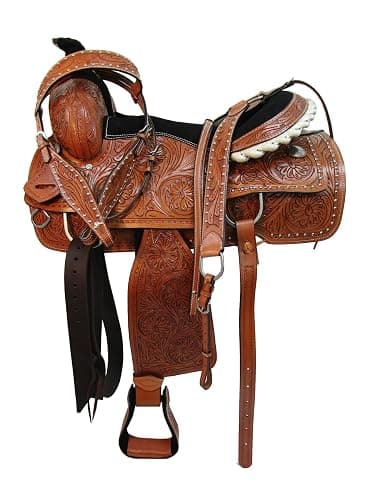 Western Trail Saddle Horse Pleasure Comfortable Ride Tooled Leather Rodeo Cowboy Saddles 15 16 17 18 FQHB thumbnail 2
