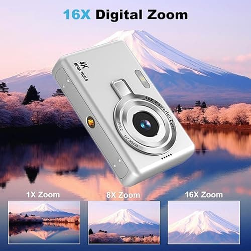4K Digital Camera, Acbaeta Autofocus 50MP Vlogging Camera with 32G SD Card, 16X Zoom, Flash, Anti-Shake, Compact Portable Small Point and Shoot Digital Camera for Kids Student Teen Adult Beginner thumbnail 3