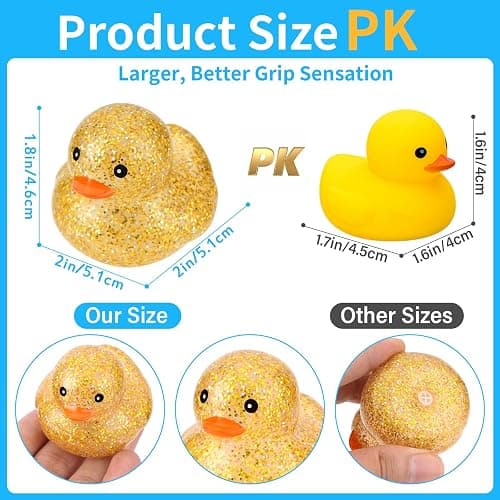 25Pcs Mini Glitter Rubber Ducks Bath Toys, Bathtub Floating Squeaky Duck Bulk Baby Preschool Bath Toy for Baby Shower Infants Kids Toddler Birthday Party Decoration Gift (Large) thumbnail 2