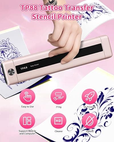 Zodzi Tattoo Stencil Printer, Stencil Printer for Tattooing with 10PCS Paper, Thermal Tattoo Printers Machine with Bluetooth, Tattooing Transfer Printers Compatible with Smartphone Tablet PC thumbnail 2