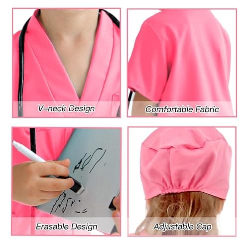 Liberry Doctor Costume for Kids, Toddler Doctor Dress Up Clothes with Real Stethoscope, Career Day Role Play Gift for Girls thumbnail 3