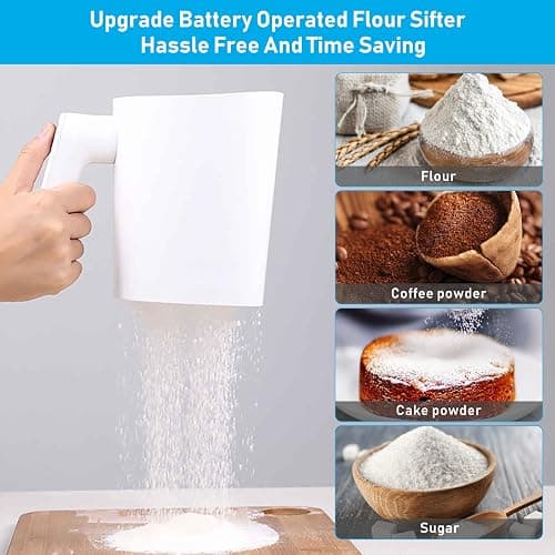 Electric Flour Sifter, Battery Operated Flour Sieve for Baking, Handheld Cooking Baking Tool for Cooking, Pastry Baking Kitchen Utensil DIY thumbnail 4
