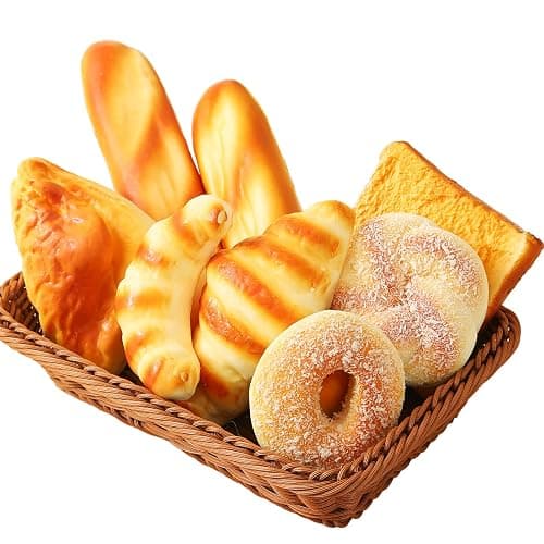 Joeabor 8pcs Artificial Bread Set, Realistic Fake Food for Display, Fake Bread for Decoration, Faux Food Props for Staging, Includes Faux Croissant, Dessert, Loaves - Image 1