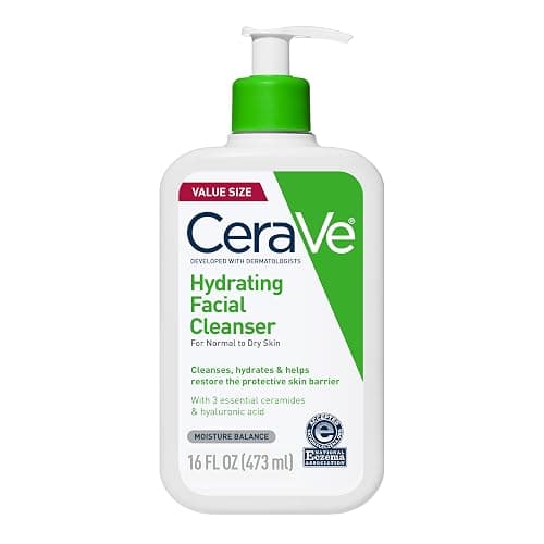 CeraVe Hydrating Facial Cleanser, Moisturizing Face Wash For Dry Skin, Hyaluronic Acid + Ceramides + Glycerin, Hydrating Cleanser For Normal To Dry Skin, National Eczema Association Certified - Image 1