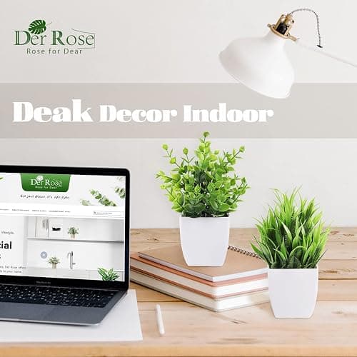 Der Rose 2 Pack Small Fake Plants Mini Artificial Potted Plants for Table Desk Home Bathroom Office Decor thumbnail 6