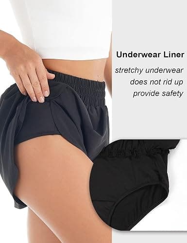Blooming Jelly Women's Quick-Dry Running Shorts Workout Sport Layer Active Shorts with Pockets 1.75" thumbnail 5